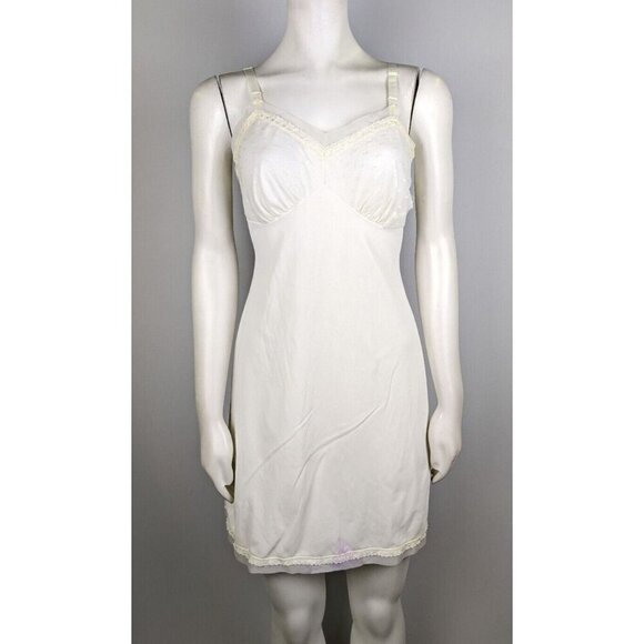 VINTAGE WOMEN'S IVORY WHITE DRESS SLIP - FIGURFIT - SIZE 34 - Picture 2 of 9